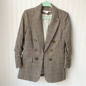 Veronica Beard Beacon Dickey Jacket in Camel & Steel Blue Multi Plaid Size 2